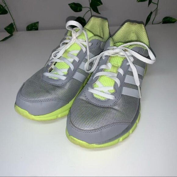 Adidas Running Shoes Neon Yellow White Grey Workout Sneakers Size 7.5 US Women’s - Picture 2 of 9